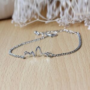 Heartbeat Electrocardiogram Silvertone Bracelet